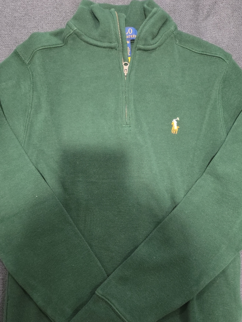 Polo by Ralph Lauren Forest Green Quarter-Zip Sweater with Yellow Pony